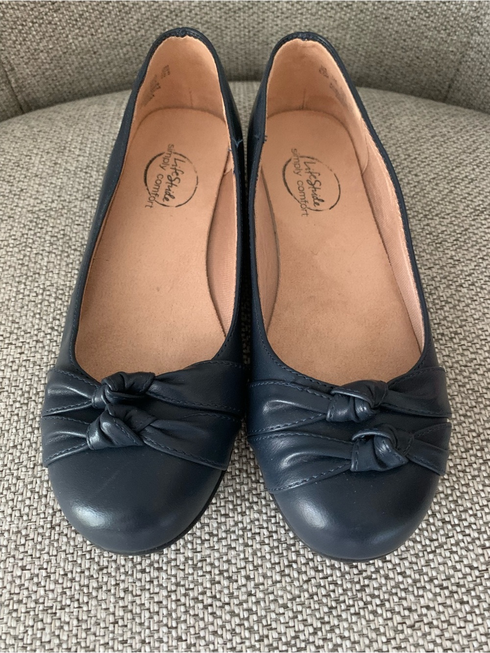 Life Stride Navy Knot-Front Ballet Flats